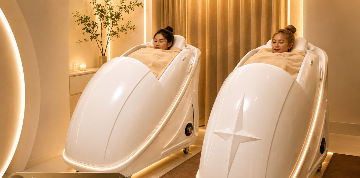 ผู้ใช้งานอยู่ในสตีมแคปซูล OS2000 โดยศีรษะอยู่นอกแคปซูล